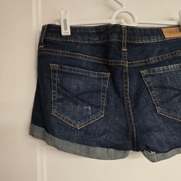 Women's Aeropostale Shorty Darkwash Distressed Denim Cuffed Jean Shorts | Size 2 - Picture 5 of 9